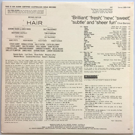 Various : Hair - The American Tribal Love-Rock Musical (The Original Broadway Cast Recording) (LP, Album, RE)