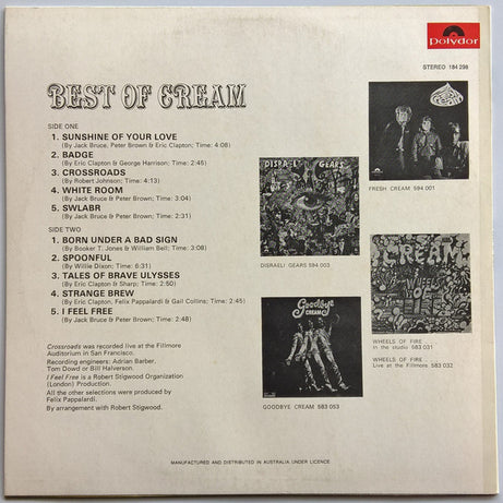 Cream (2) : Best Of Cream (LP, Comp, RE)