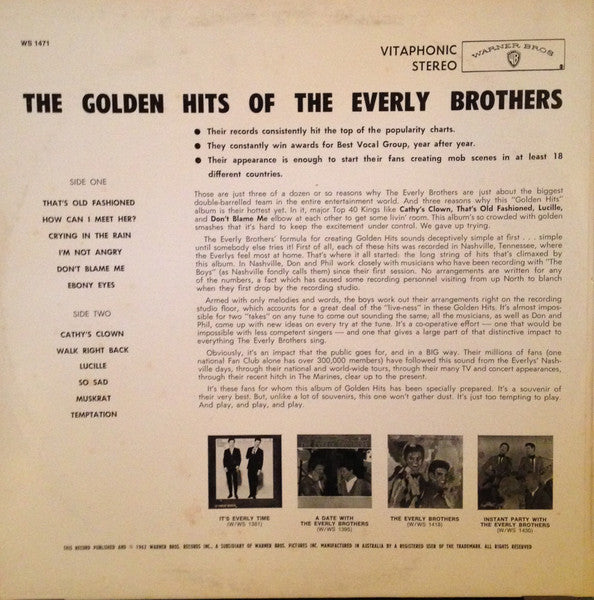 The Everly Brothers* : The Golden Hits Of The Everly Brothers (LP, Comp)