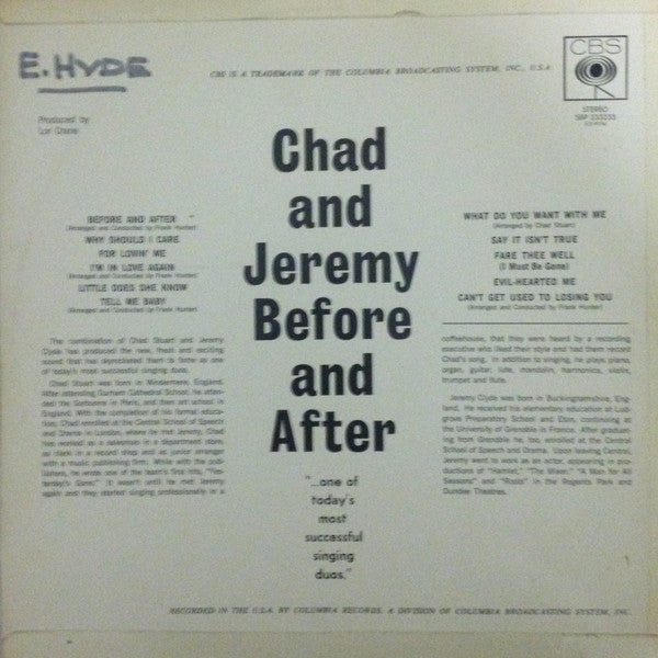 Chad And Jeremy* : Before And After (LP, Album)