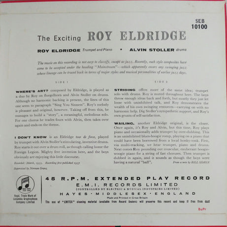 Roy Eldridge : The Exciting Roy Eldridge (7", EP)