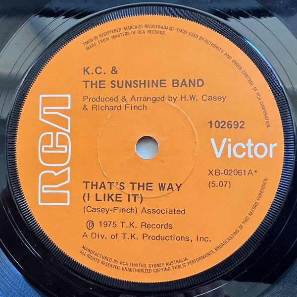 K.C. & The Sunshine Band* : That's The Way (I Like It) (7", Single)