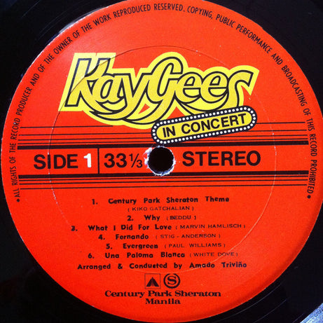 KayGees : KayGees In Concert At The Century Park Sheraton Manila (LP, Album)
