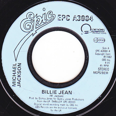 Michael Jackson : Billie Jean (7", Single, Lar)