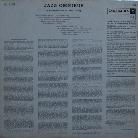 Various : Jazz Omnibus (LP, Album, Comp, Mono)