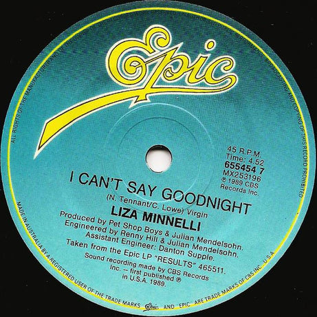 Liza Minnelli : So Sorry, I Said (7", Single)