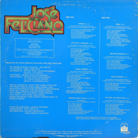José Feliciano : Angela (LP, Album, Ter)