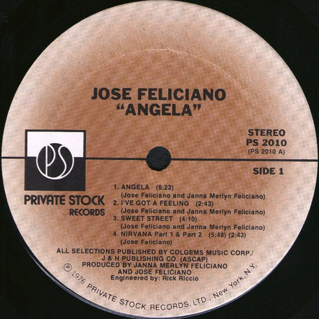 José Feliciano : Angela (LP, Album, Ter)
