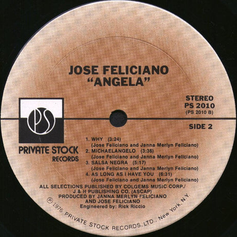 José Feliciano : Angela (LP, Album, Ter)