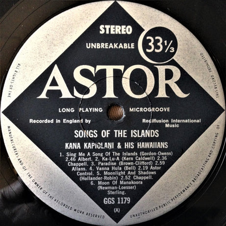 Kana Kapiolani And His Hawaiians : Songs Of The Islands (LP, Album)