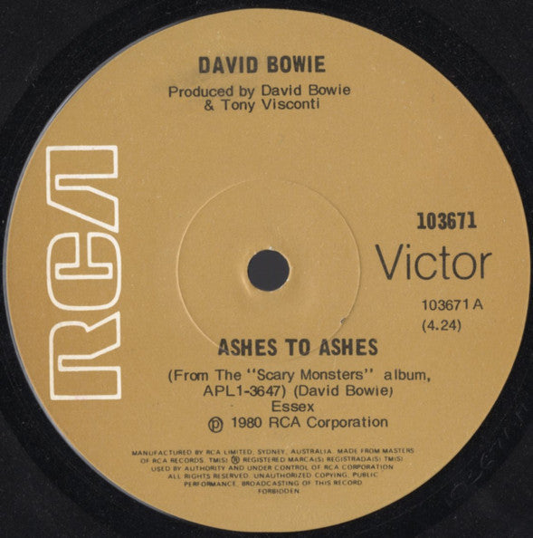 David Bowie : Ashes To Ashes (7", Single)