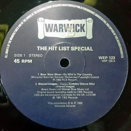 Altered Images / Bow Wow Wow / D-Train / Imagination : The Hit List Special (12", Comp)