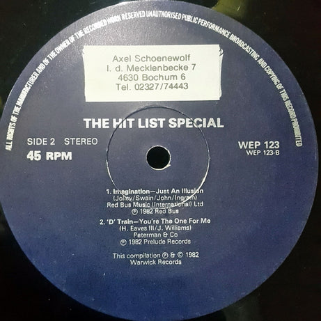 Altered Images / Bow Wow Wow / D-Train / Imagination : The Hit List Special (12", Comp)