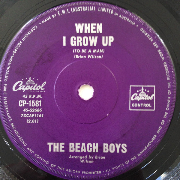 The Beach Boys : When I Grow Up (To Be A Man) (7", Single)