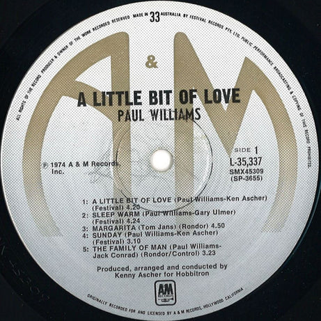 Paul Williams (2) : A Little Bit Of Love (LP, Album)
