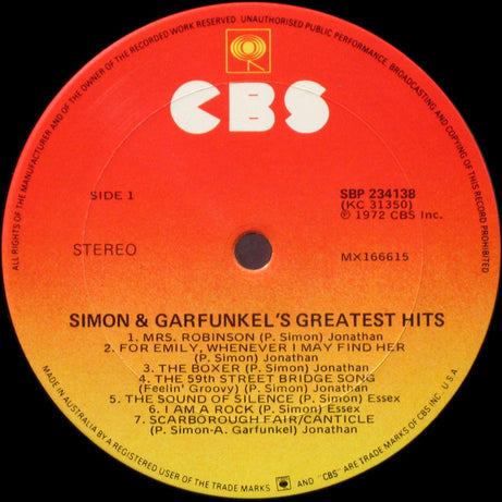 Simon & Garfunkel : Simon And Garfunkel's Greatest Hits (LP, Comp, RE)