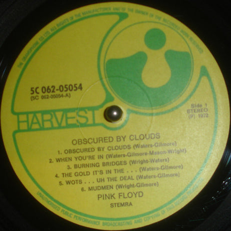 Pink Floyd : Obscured By Clouds (LP, Album, Rou)