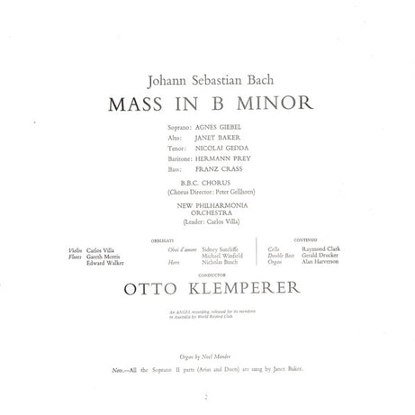 Bach* : Mass in B Minor (3xLP, Club, RE + Box)