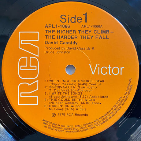 David Cassidy : The Higher They Climb -  The Harder They Fall (LP, Album)