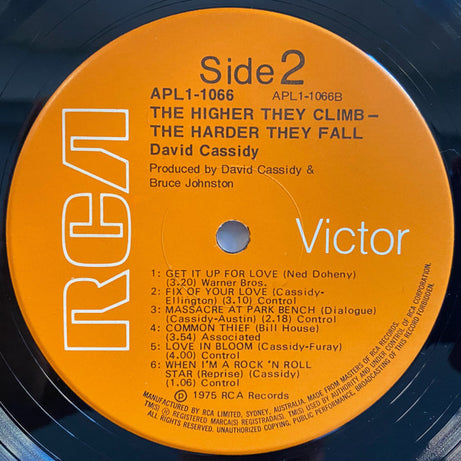 David Cassidy : The Higher They Climb -  The Harder They Fall (LP, Album)